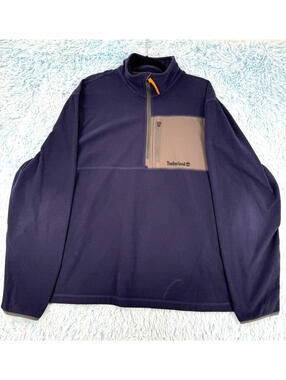 Timberland Men’s XXL Navy 1/4 Zip Classic Fit Textured Fleece Pullover Jacket